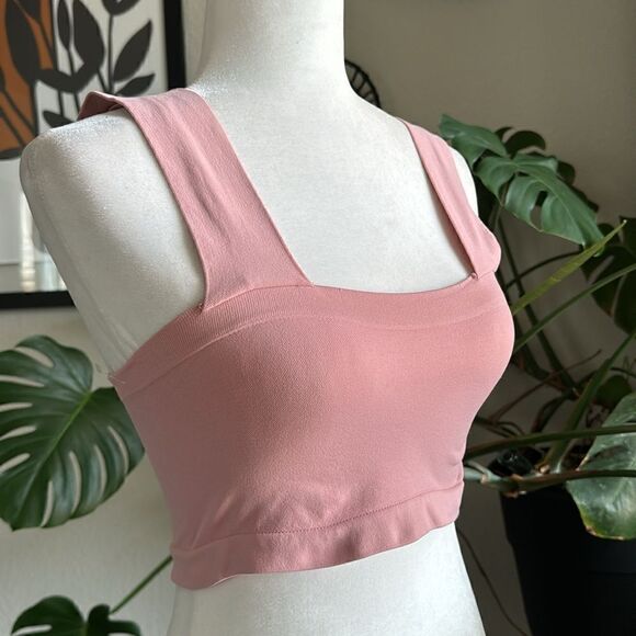 NWOT Free People Straight Lines Bralette M/L Pull On Longline Wide Strap Stretch - Picture 4 of 13